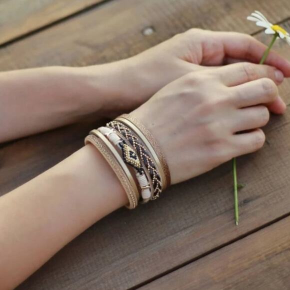 GALLANT & GRACE Miyuki Evil Eye Leather Bracelet - Picture 3 of 4